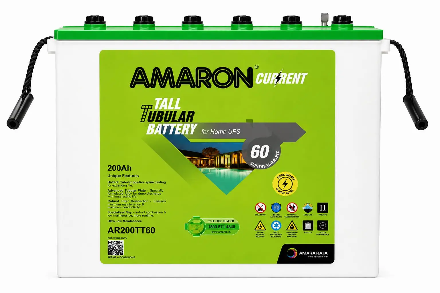 AMARON HB1200 SINE WAVE HOME UPS WITH AMARON TALL TUBULAR 200AH BATTERY COMBO - Image 3