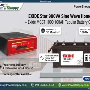 EXIDE STAR 900VA HOME UPS + EXIDE MGST1000 BATTERY COMBO