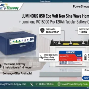 Combo - Home UPS Eco Volt Neo 850 & Battery 120 Ah RC15000 Pro